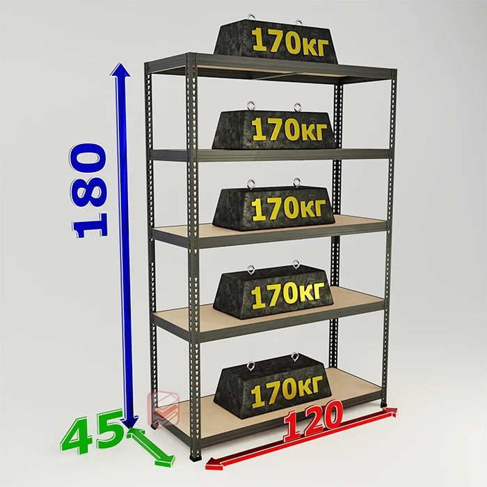 Стеллаж металлический безболтовой SBL 180х120х45 5 полок фото Стеллаж Мастер